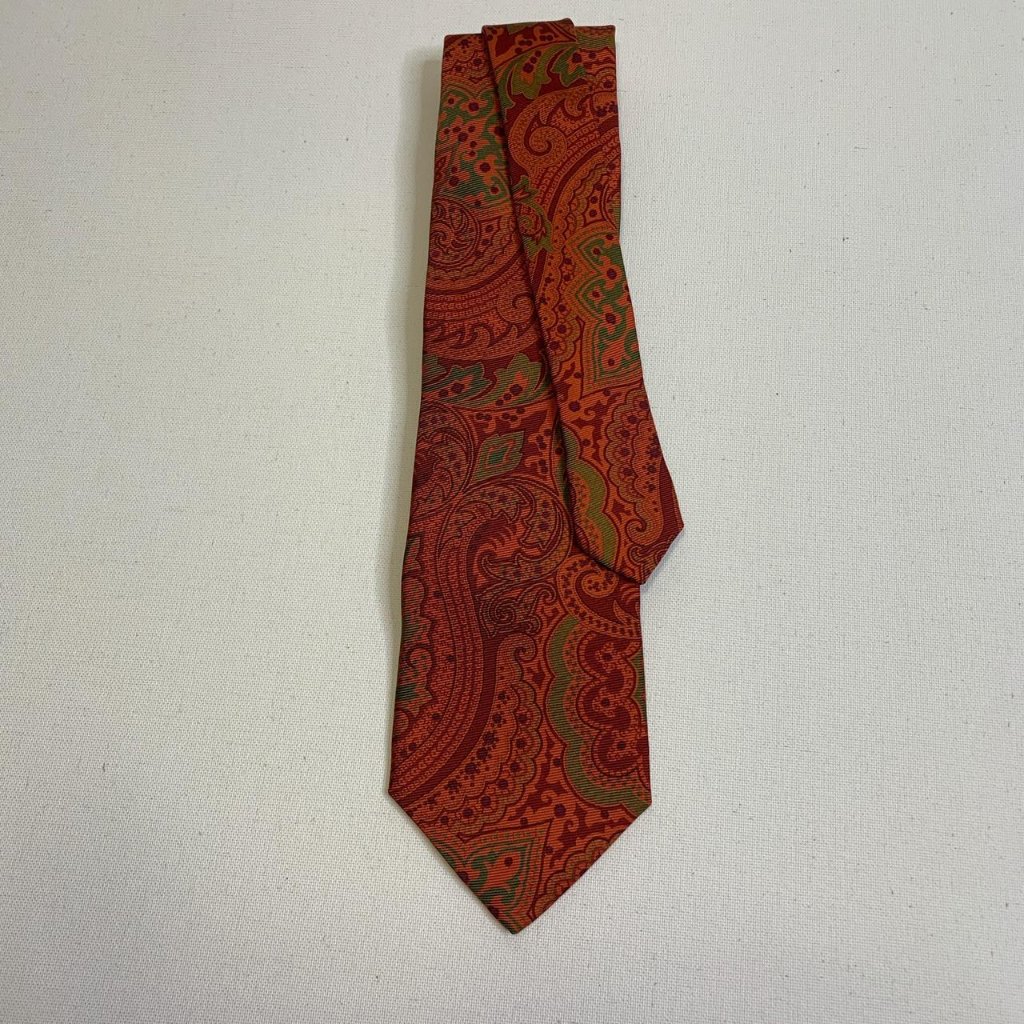 Etro Vintage Silk Tie Red Green Paisley Pattern